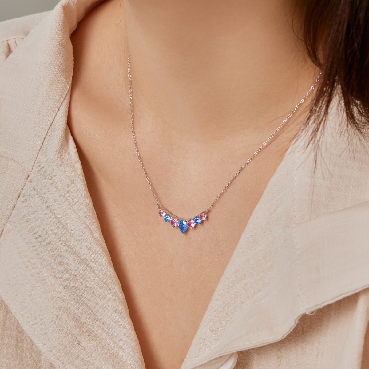 [Solara Jewelry]Dainty Colorful Heart Necklace