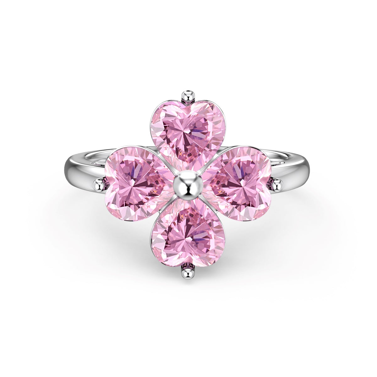 [Solara Jewelry]Heart-shaped Four-Leaf Clover Ball Ring