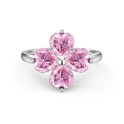 [Solara Jewelry]Heart-shaped Four-Leaf Clover Ball Ring