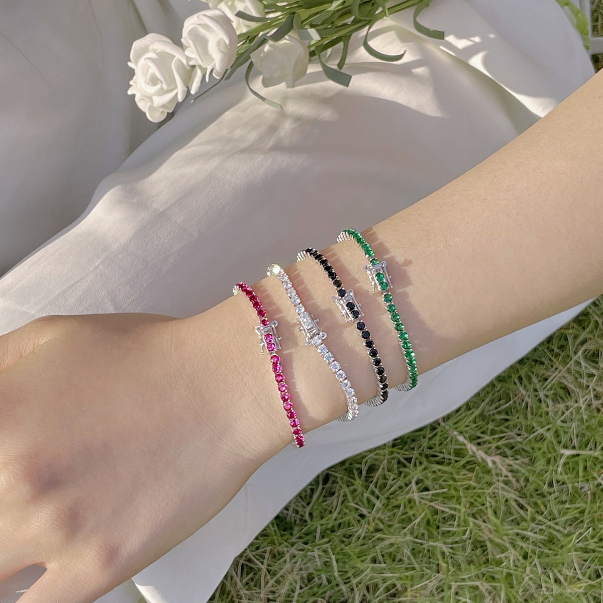 [Solara Jewelry]Radiant Colorful Round Cut Party Bracelet