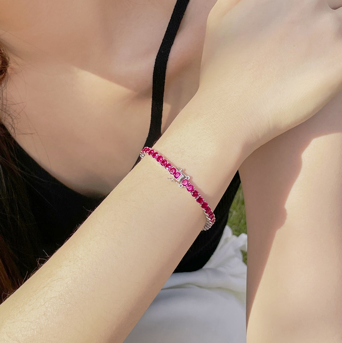 [Solara Jewelry]Radiant Colorful Round Cut Party Bracelet