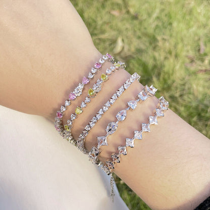 [Solara Jewelry]0.5 Carat Ornate Princess Cut Daily Bracelet