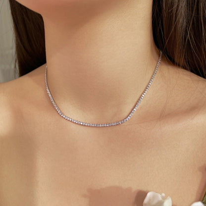 [Solara Jewelry]Delicate Round Shape Tennis Necklace