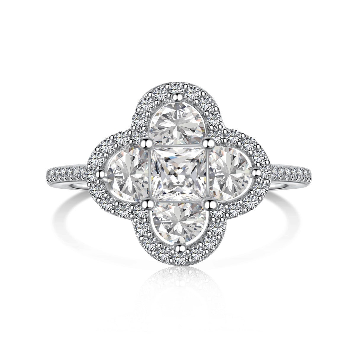 [Solara Jewelry]Luxurious Eternity Flower Shape Banquet Ring