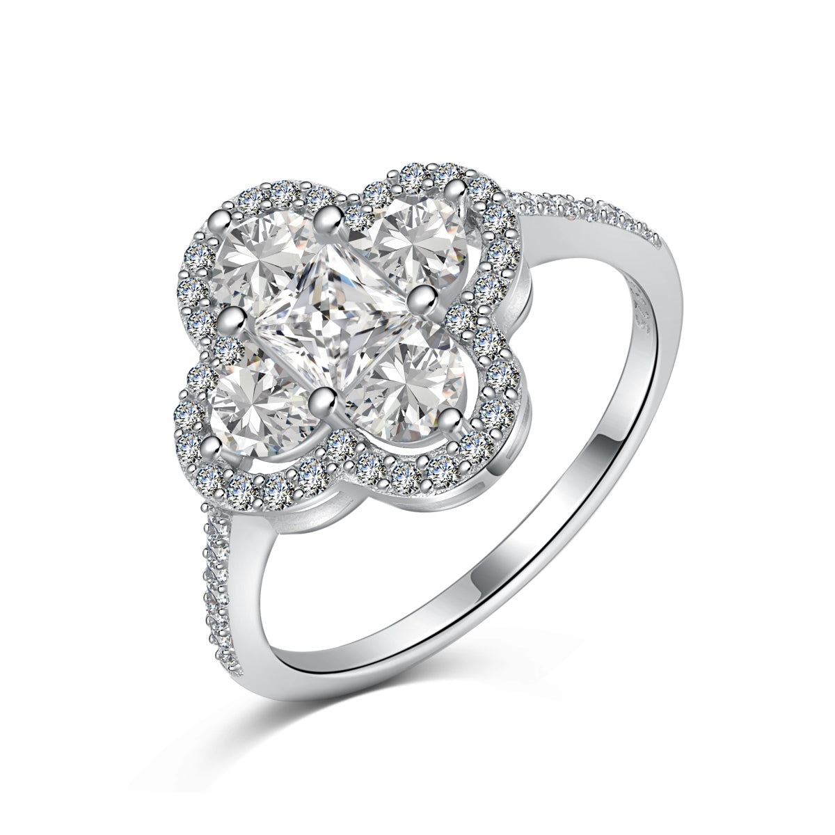 [Solara Jewelry]Luxurious Eternity Flower Shape Banquet Ring