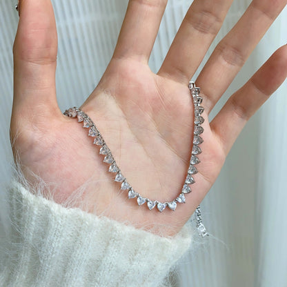 [Solara Jewelry]Ornate Heart Cut Tennis Necklace