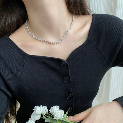 [Solara Jewelry]Ornate Heart Cut Tennis Necklace