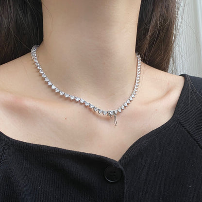 [Solara Jewelry]Ornate Heart Cut Tennis Necklace