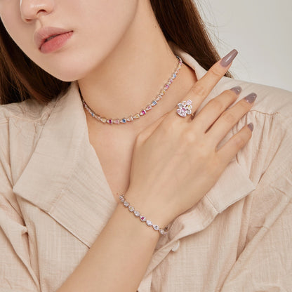 [Solara Jewelry]Sparkling Colorful Water Drop Shape Daily Ring