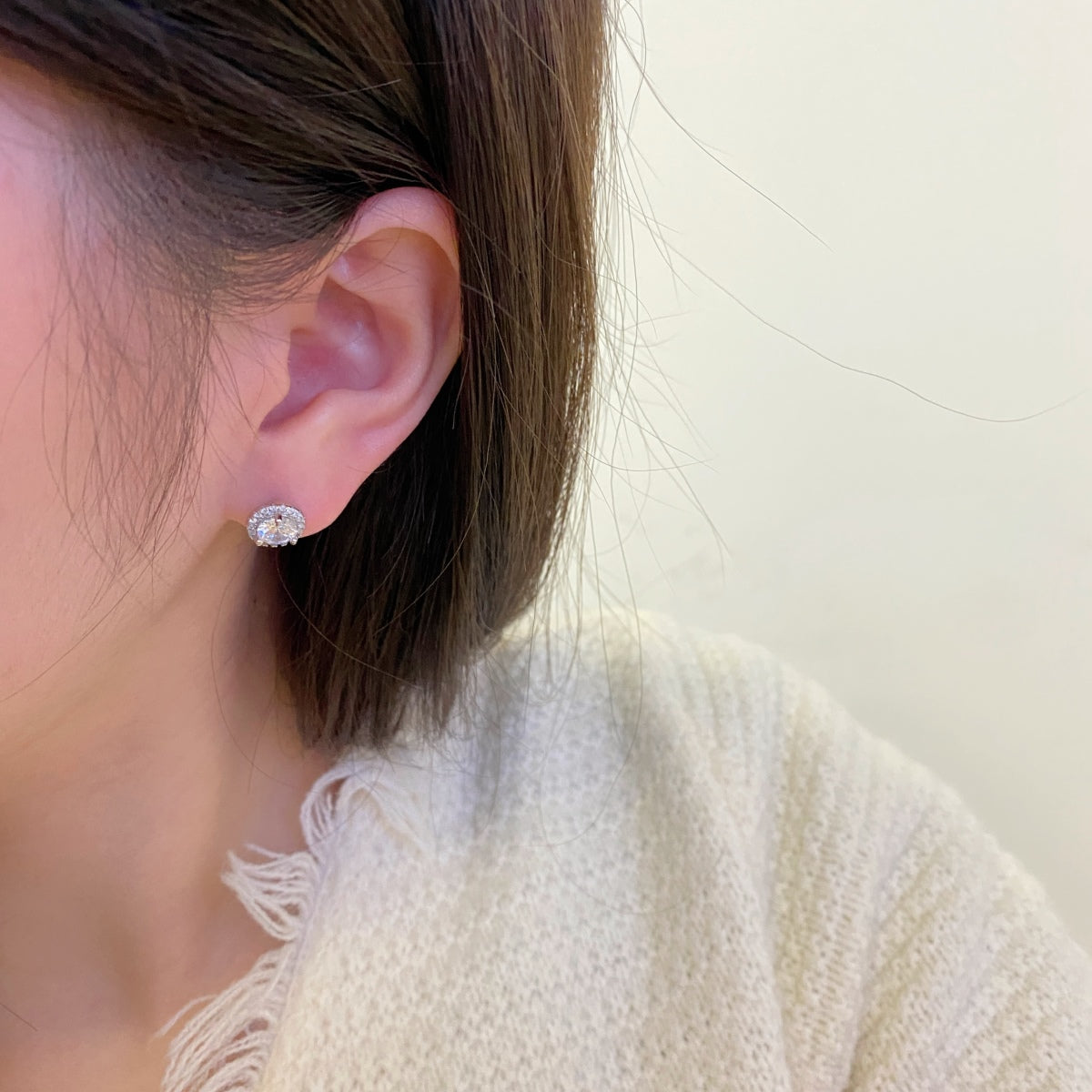 [Solara Jewelry]Classic Princess Round Shape Earrings