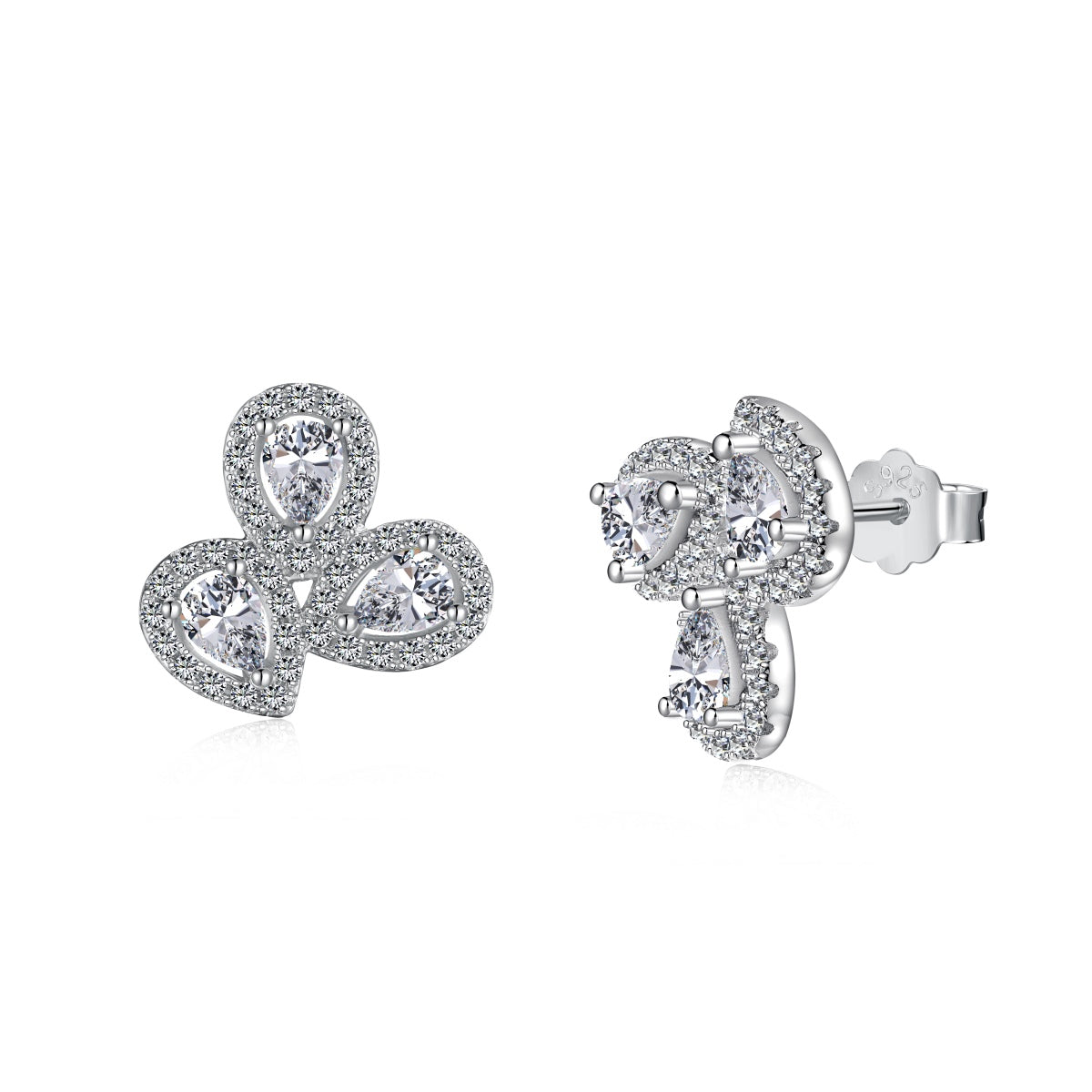 [Solara Jewelry]Ornate Flower Shape Pear Cut Lover Earrings