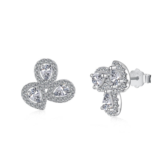[Solara Jewelry]Ornate Flower Shape Pear Cut Lover Earrings