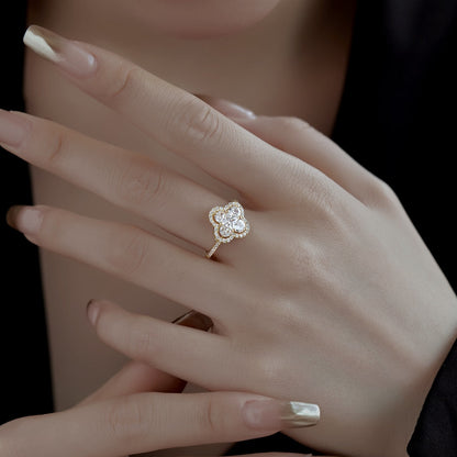 [Solara Jewelry]Luxurious Eternity Flower Shape Banquet Ring