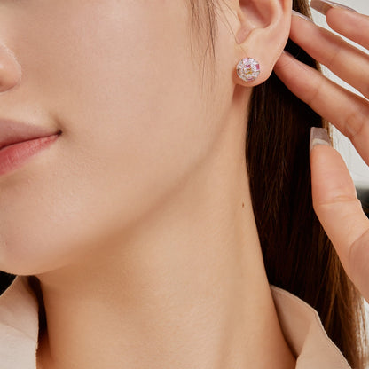 [Solara Jewelry]Ornate Colorful Octagon Shape Daily Earrings