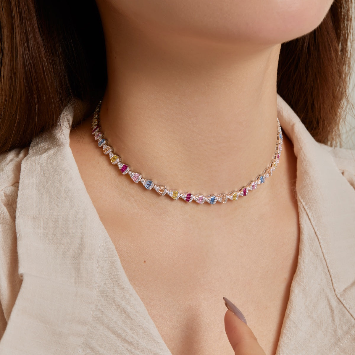 [Solara Jewelry]Radiant Colorful Rainbow Necklace