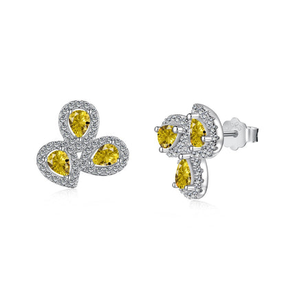[Solara Jewelry]Ornate Flower Shape Pear Cut Lover Earrings