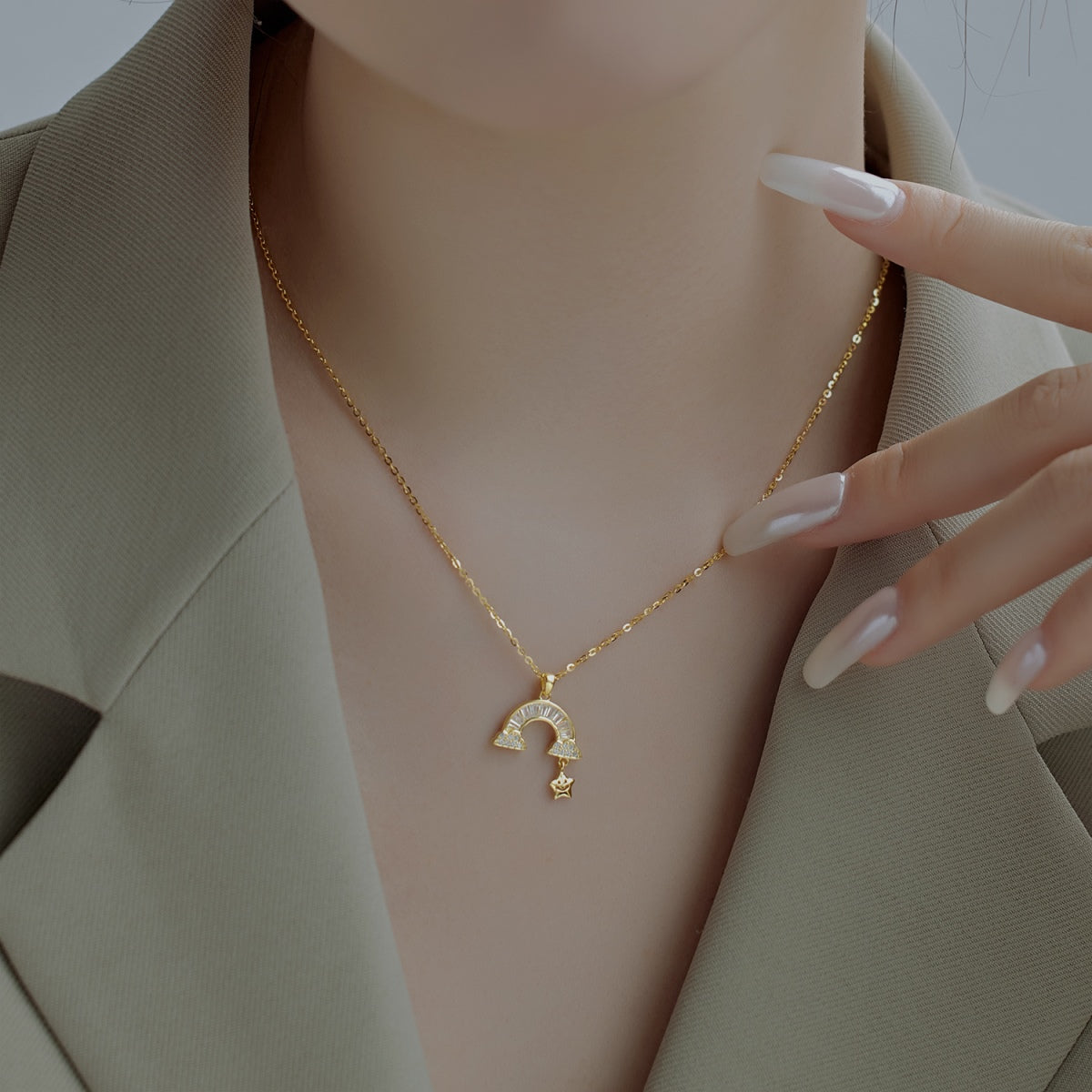 [Solara Jewelry]Unique Rainbow Star Necklace