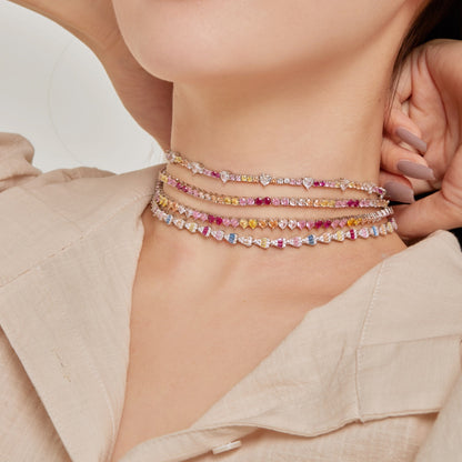 [Solara Jewelry]Delicate Colorful Rainbow Tennis Chain