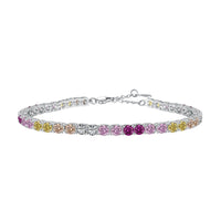 [Solara Jewelry]Radiant Colorful Round Cut Tennis Bracelet
