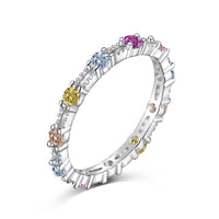 [Solara Jewelry]Funkelnder bunter Tennisring mit runden Diamanten