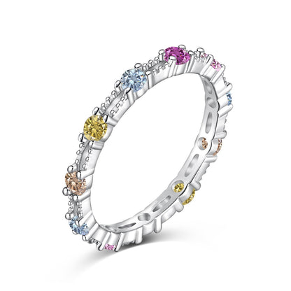 [Solara Jewelry]Sparkling Colorful Round Cut Tennis Ring