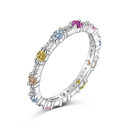 [Solara Jewelry]Sparkling Colorful Round Cut Tennis Ring