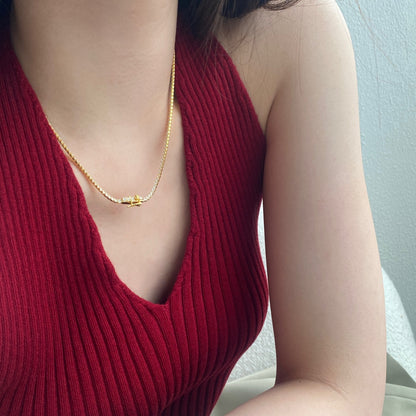 [Solara Jewelry]Delicate Round Shape Tennis Necklace