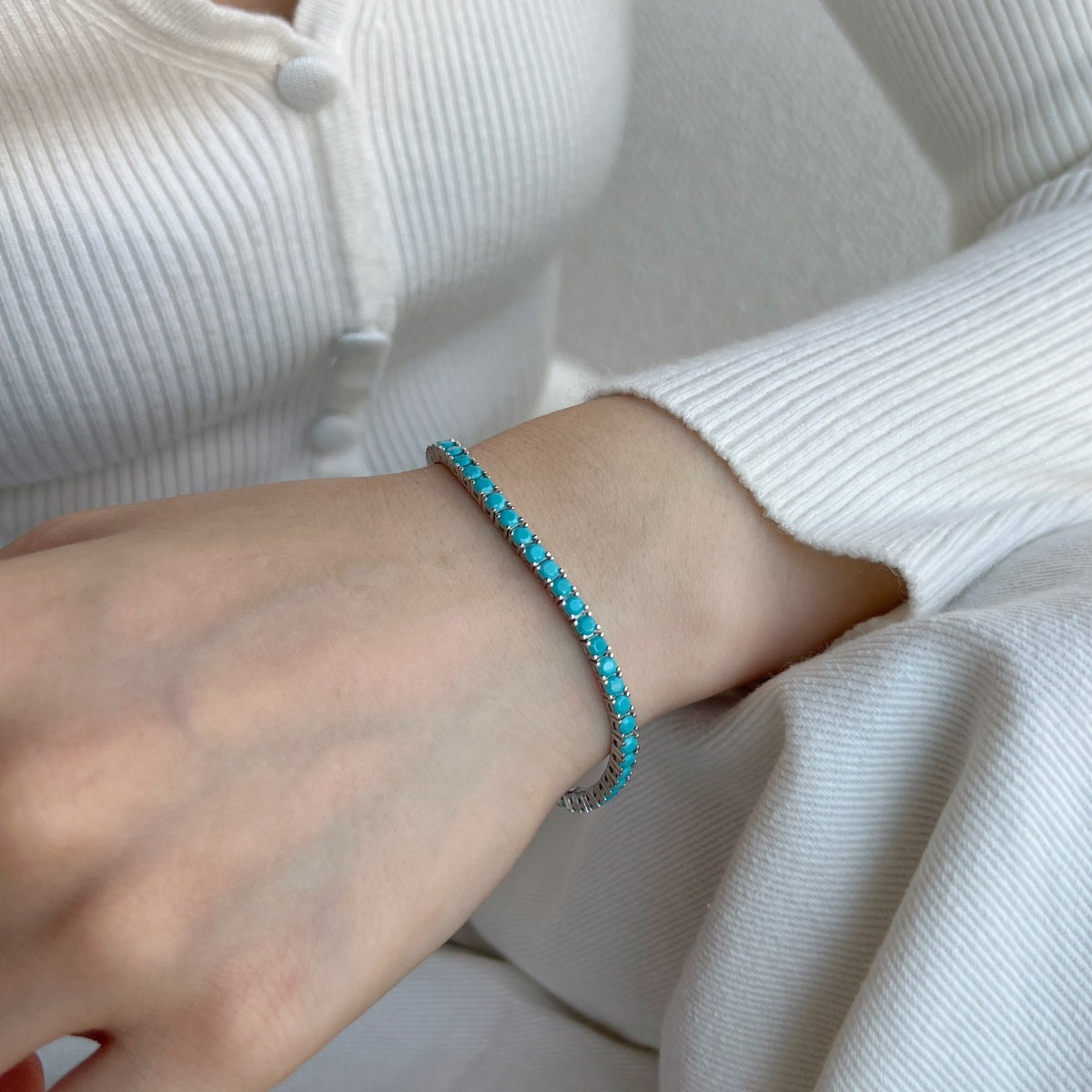 [Solara Jewelry]Dainty Charming Round Cut Tennis Bracelet