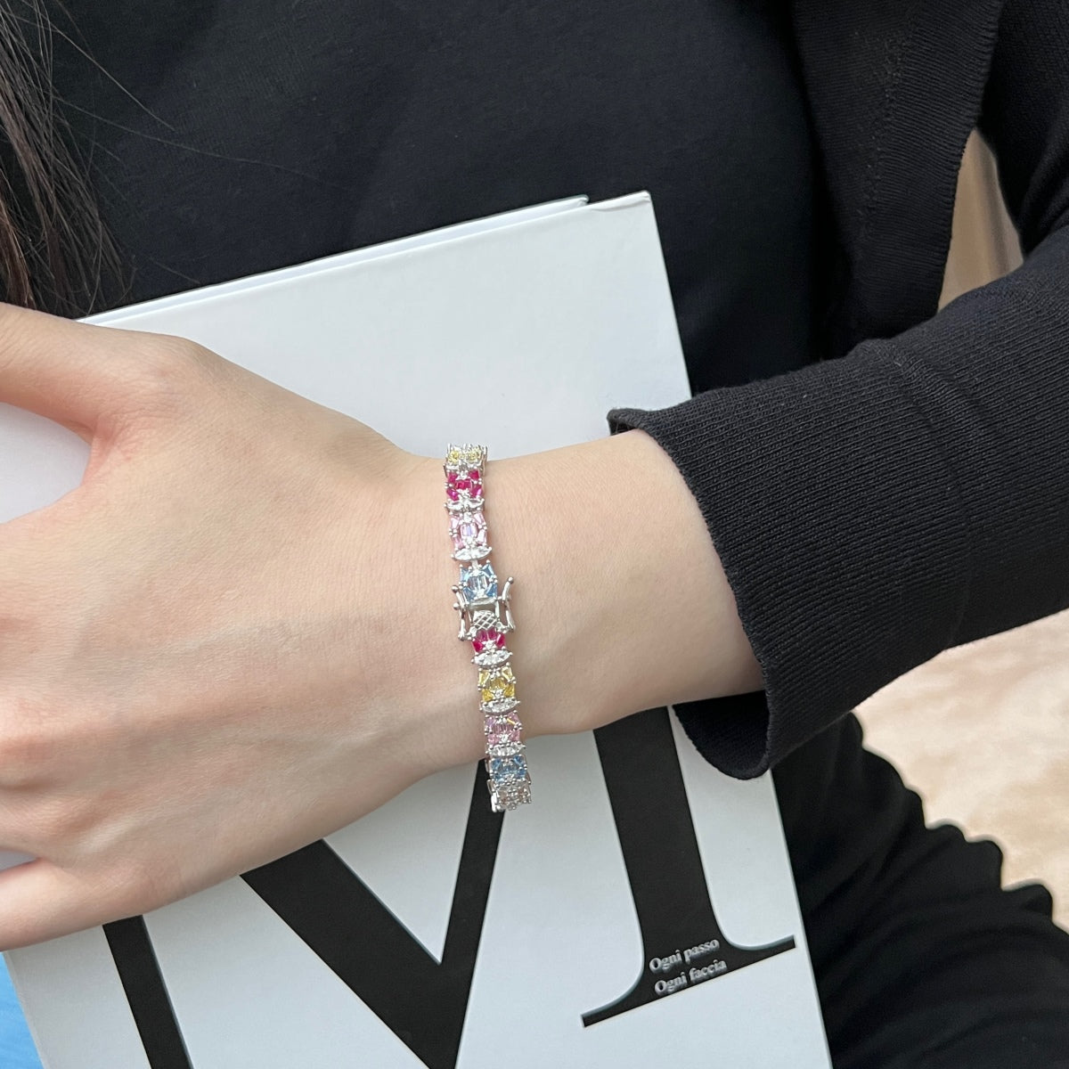 [Solara Jewelry]Delicate Colorful Multi Cut Party Bracelet