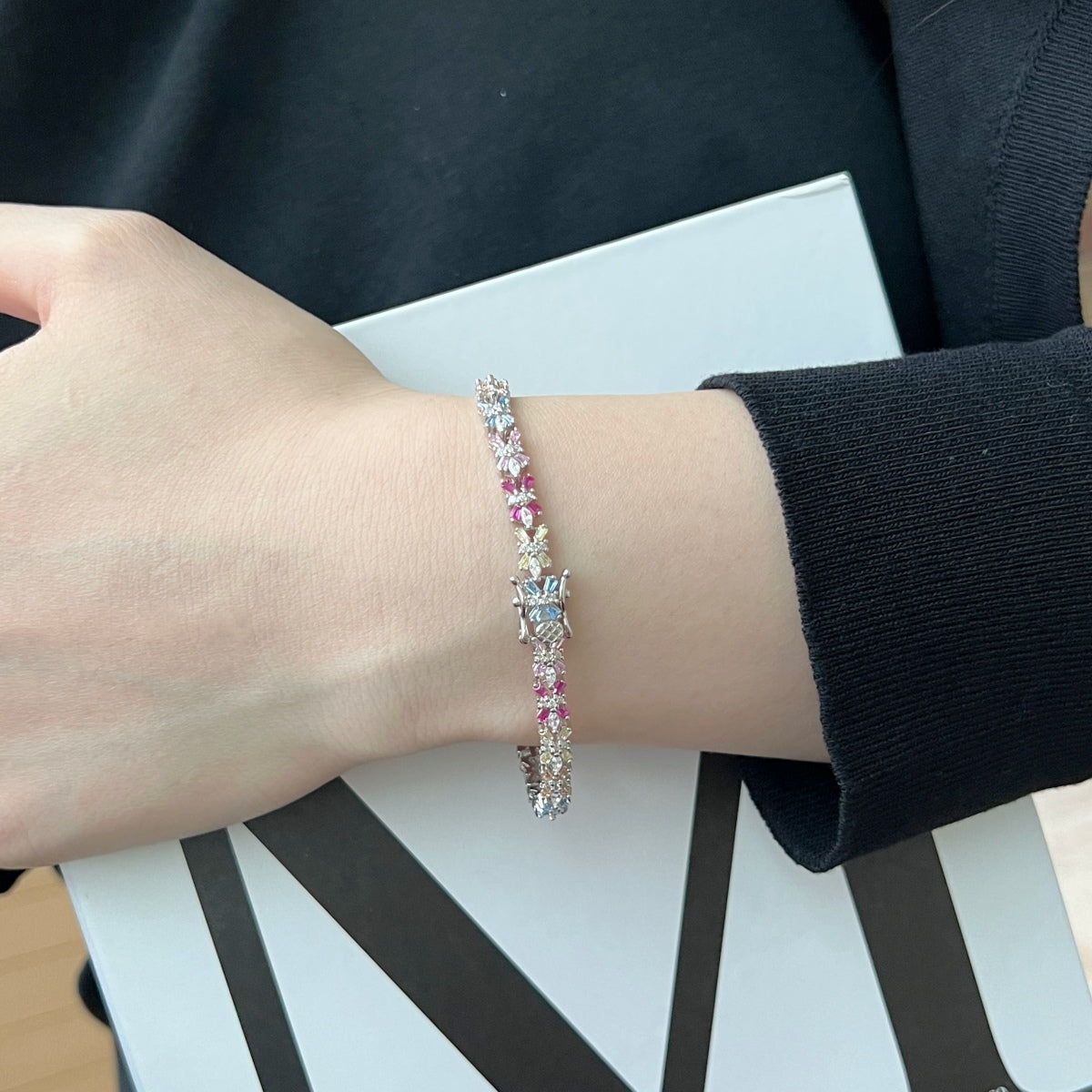 [Solara Jewelry]Radiant Colorful Emerald Cut Party Bracelet
