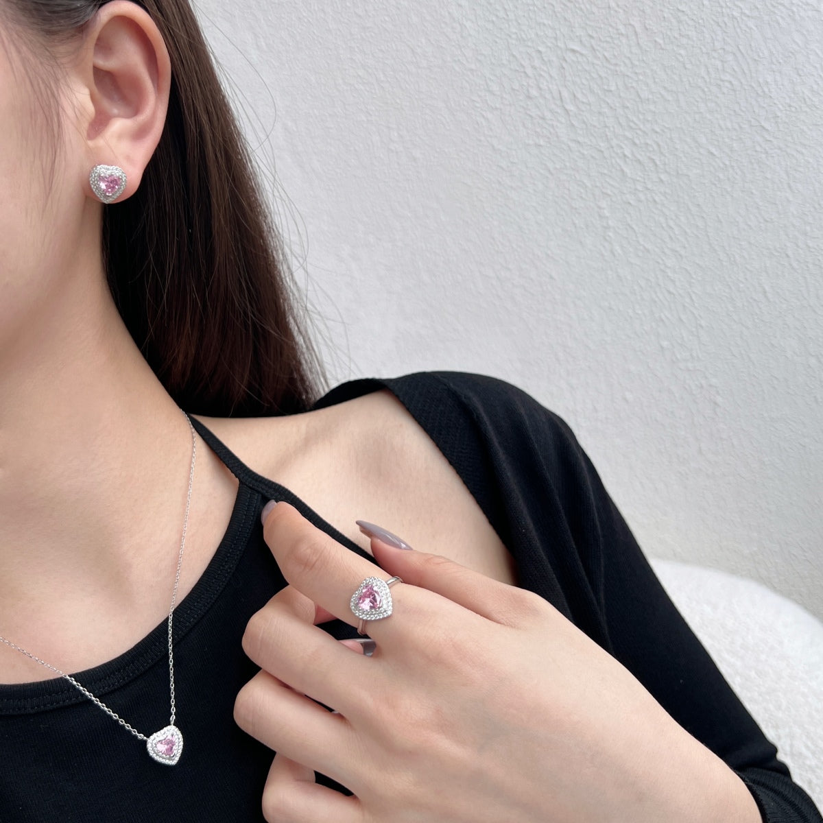 [Solara Jewelry]Dazzling Heart Shape Lover Earrings