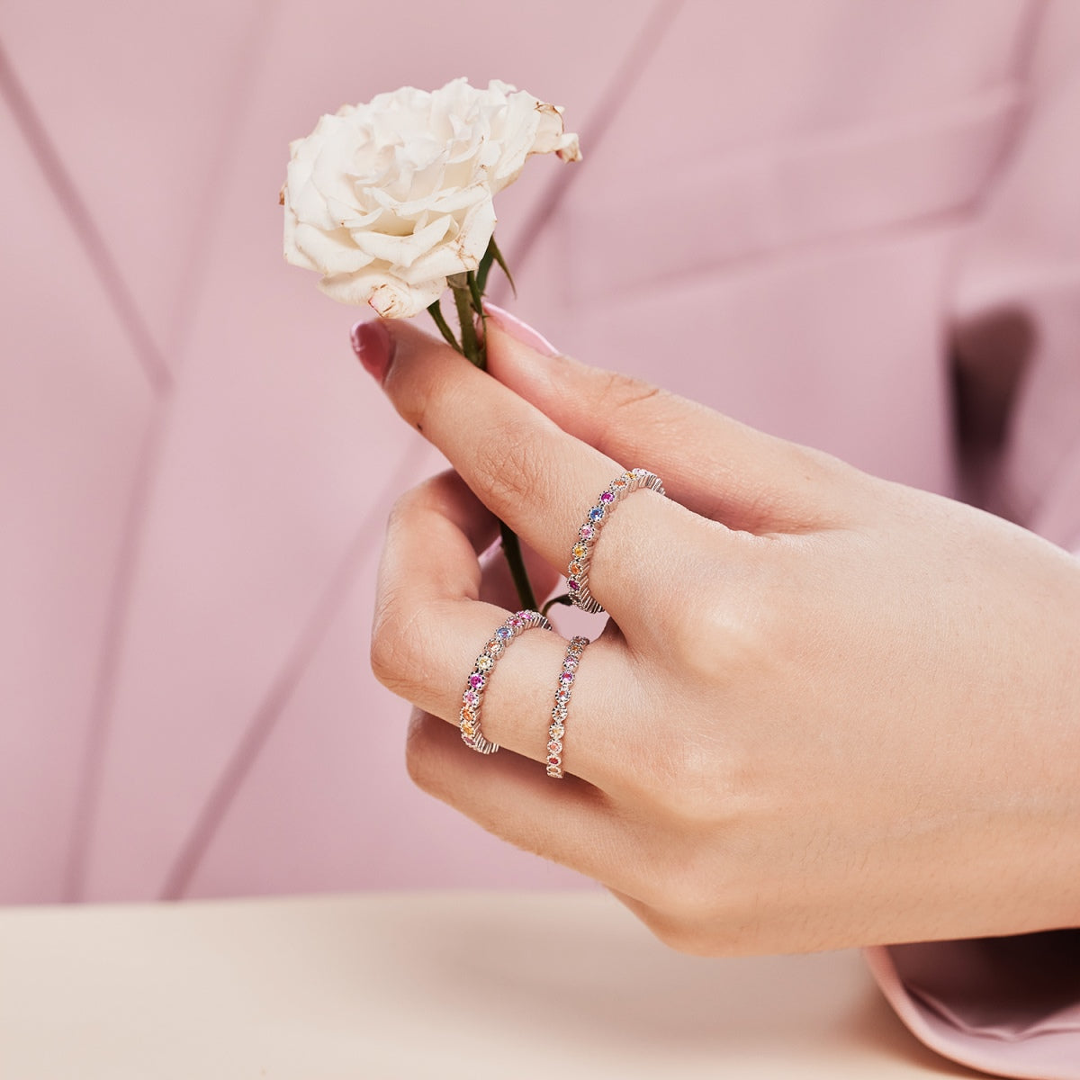 [Solara Jewelry]Radiant Sparkling Round Cut Daily Ring