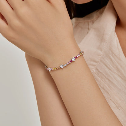 [Solara Jewelry]Romantic Heart Shape Round Cut Lover Bracelet