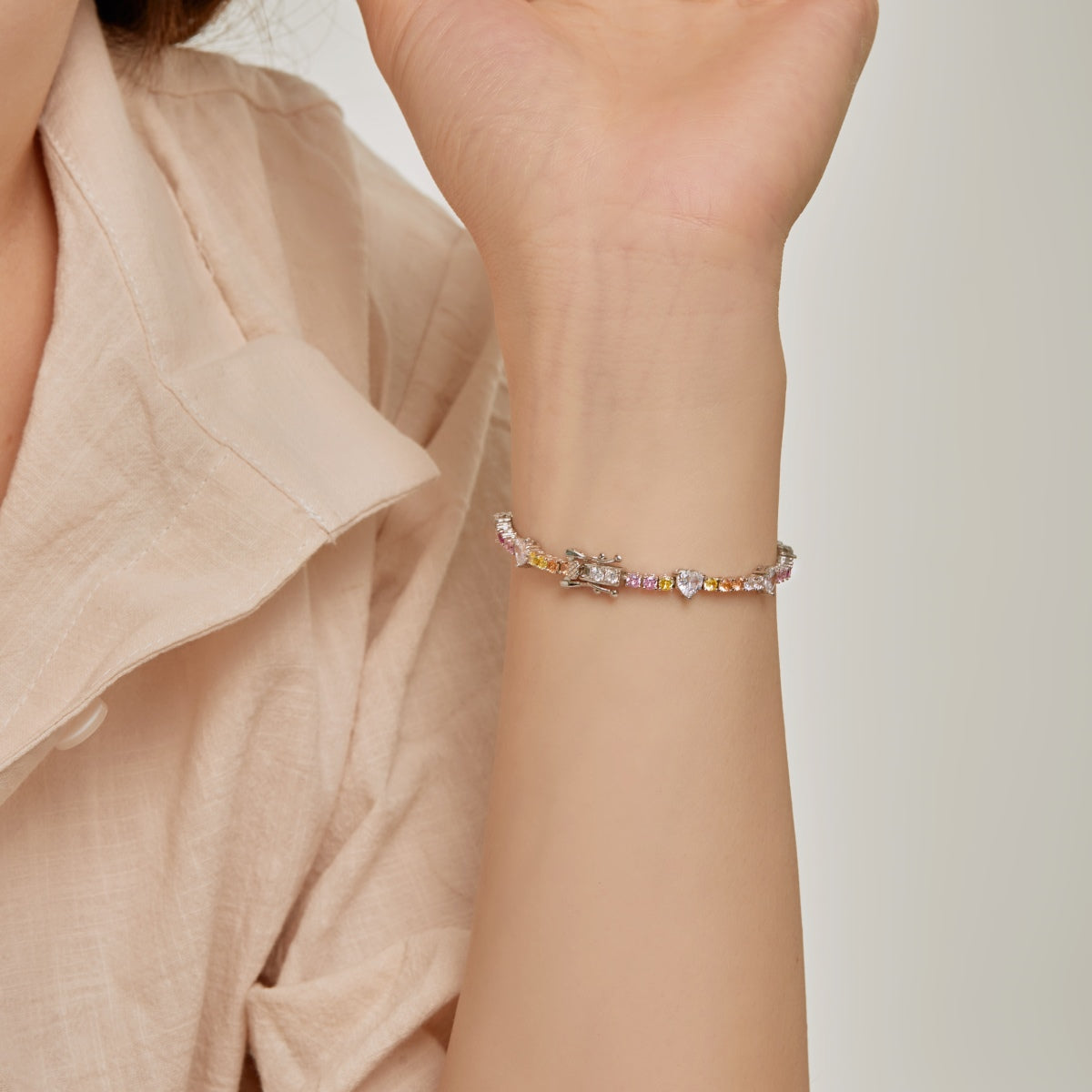 [Solara Jewelry]Romantic Heart Shape Round Cut Lover Bracelet