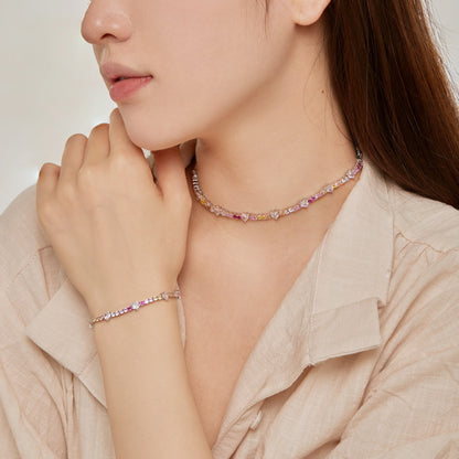 [Solara Jewelry]Romantic Heart Shape Round Cut Lover Bracelet