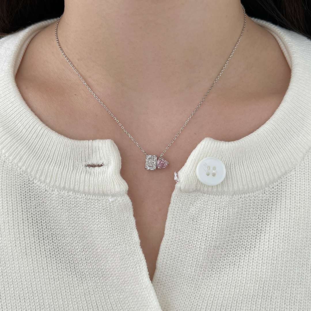 [Solara Jewelry]Dazzling Square & Heart Shape Necklace