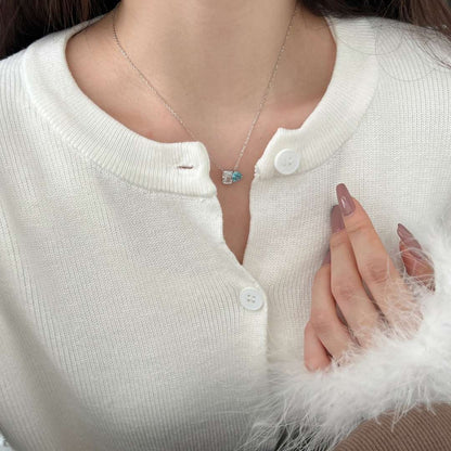 [Solara Jewelry]Dazzling Square & Heart Shape Necklace