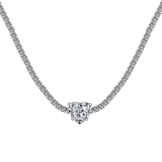 [Solara Jewelry]2.0 Carat Sparkling Tennis Heart Cut Necklace