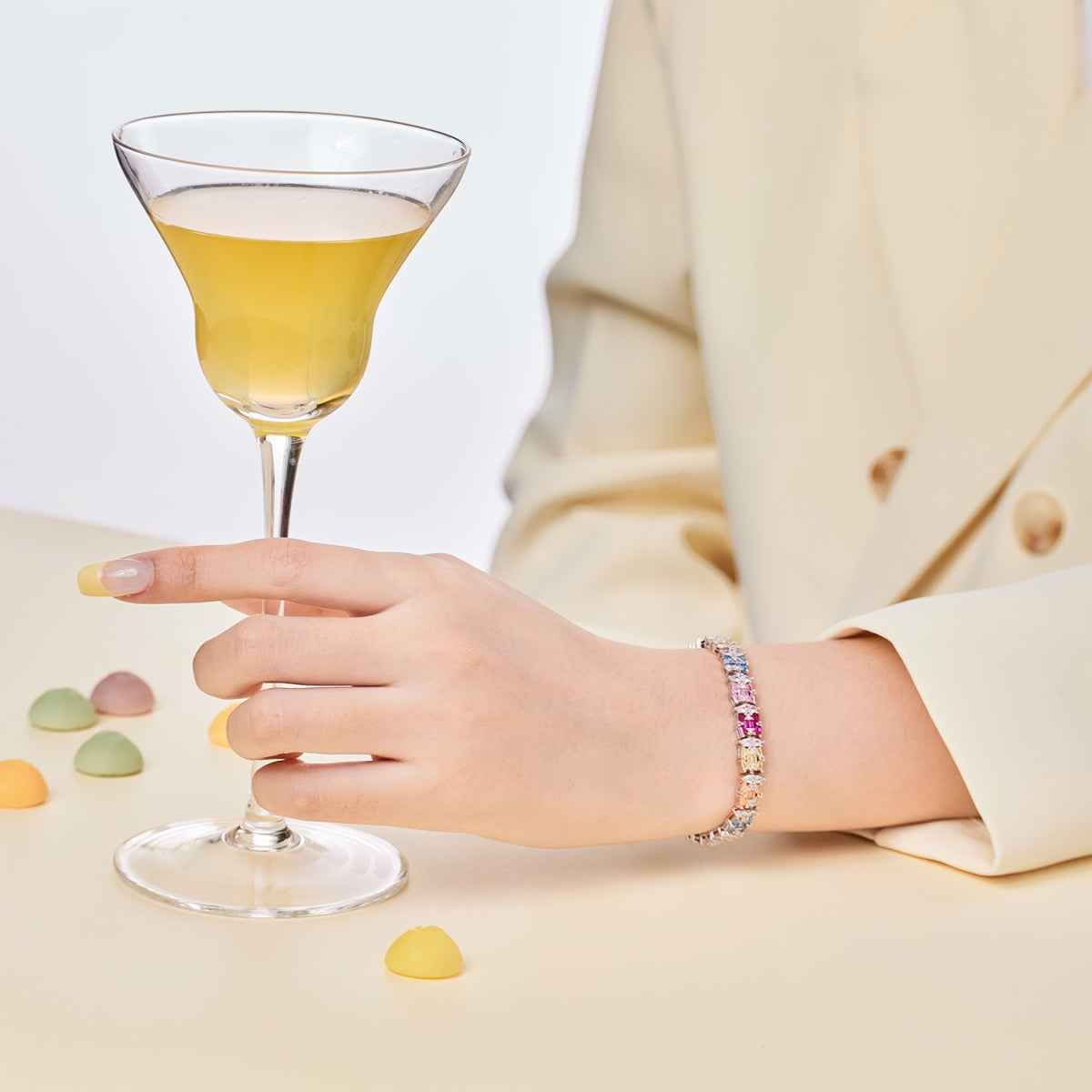[Solara Jewelry]Delicate Colorful Multi Cut Party Bracelet