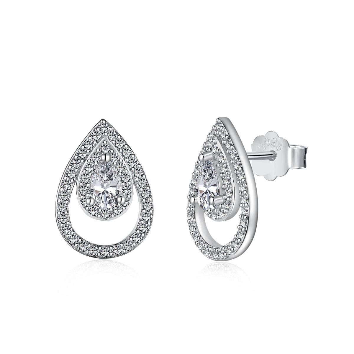 [Solara Jewelry]Sparkling Delicate Water Drop Shape Daily Earrings