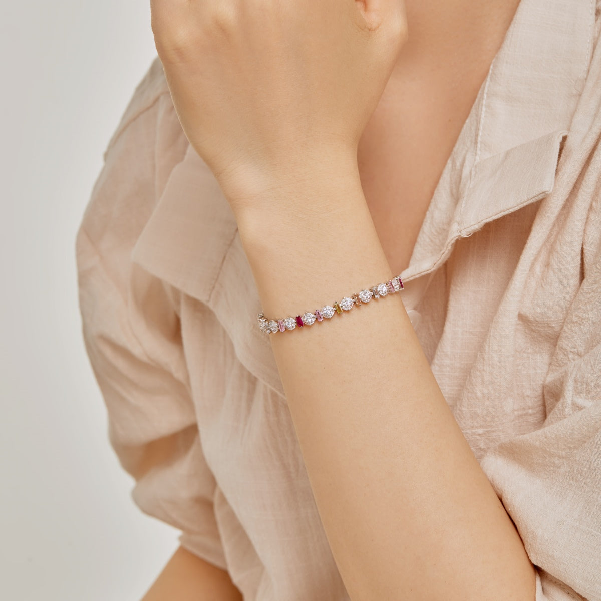 [Solara Jewelry]Radiant Colorful Round Shape Daily Bracelet