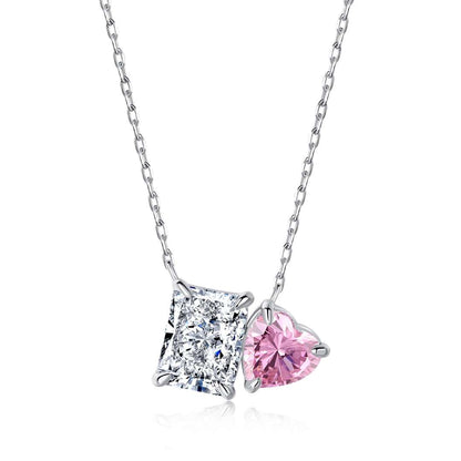 [Solara Jewelry]Dazzling Square & Heart Shape Necklace