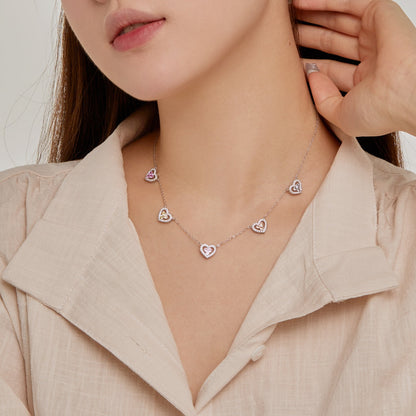 [Solara Jewelry]Sparkling Five Heart Necklace