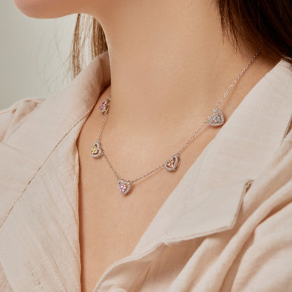 [Solara Jewelry]Sparkling Five Heart Necklace