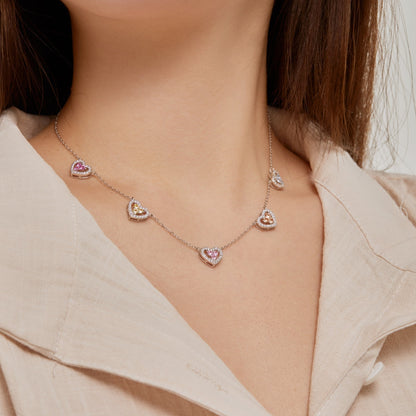 [Solara Jewelry]Sparkling Five Heart Necklace