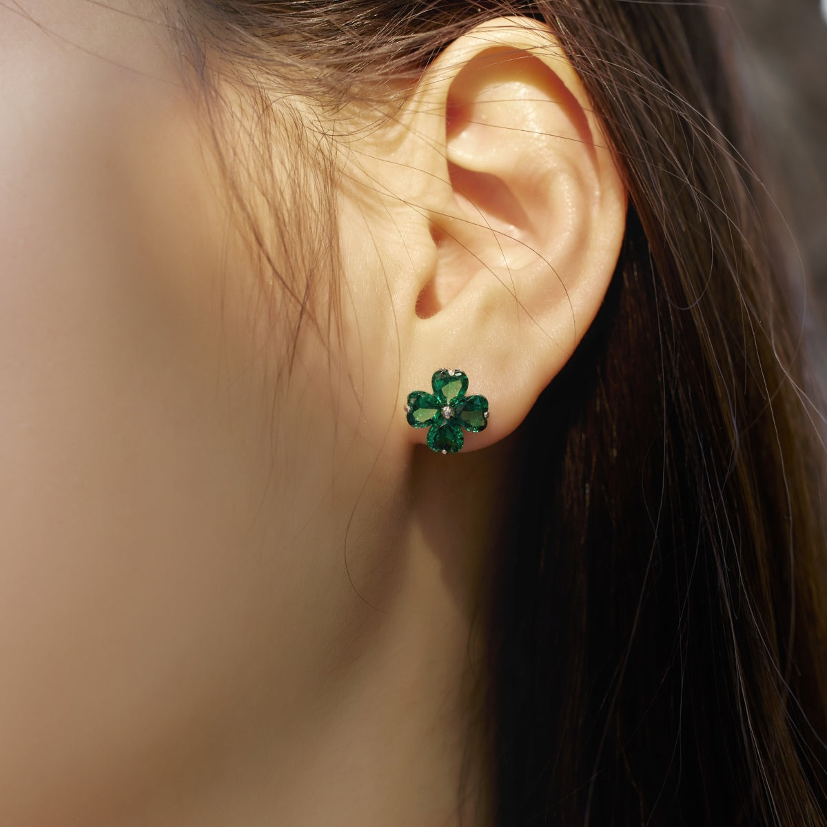[Solara Jewelry]Four-Leaf Clover Ball Earrings