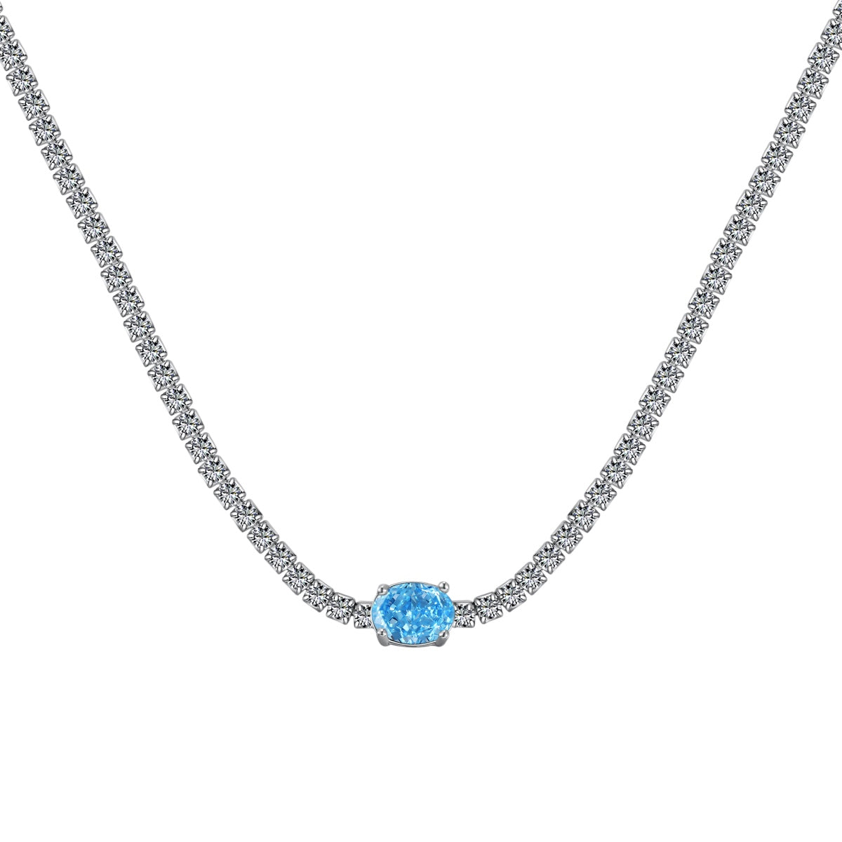 [Solara Jewelry]1.0 Carat Shining Oval Cut Necklace