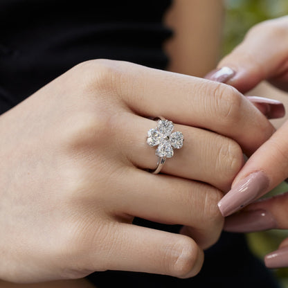 [Solara Jewelry]Heart-shaped Four-Leaf Clover Ball Ring