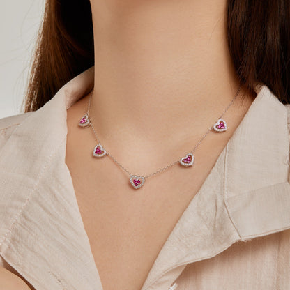 [Solara Jewelry]Sparkling Five Heart Necklace
