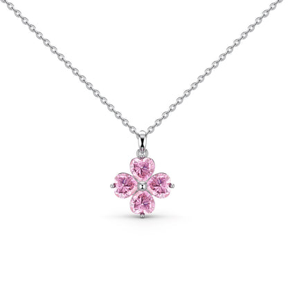 [Solara Jewelry]Heart-Shaped Four-Leaf Clover Bead Necklace